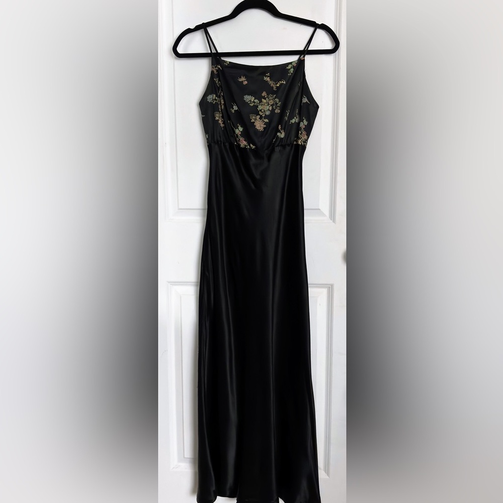 Y2K vintage satin oriental Asian lace up black dress party sz S/M - Picture 2 of 15